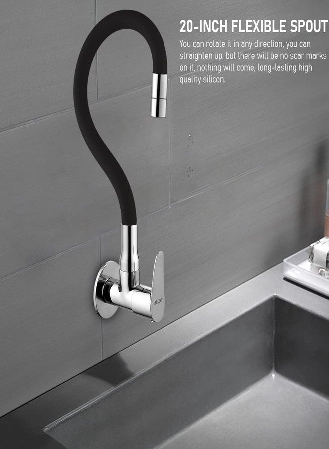 ALTON LRK9666 Brass, Sink Cock with Flexible Swivel Spout, Black & Chrome Finish (Single Flow) - Image 4